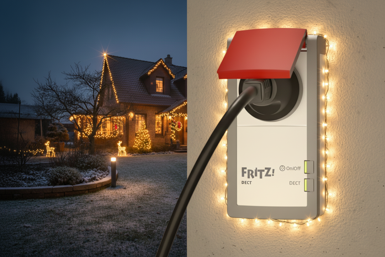 Außensteckdose mit Lichterkette