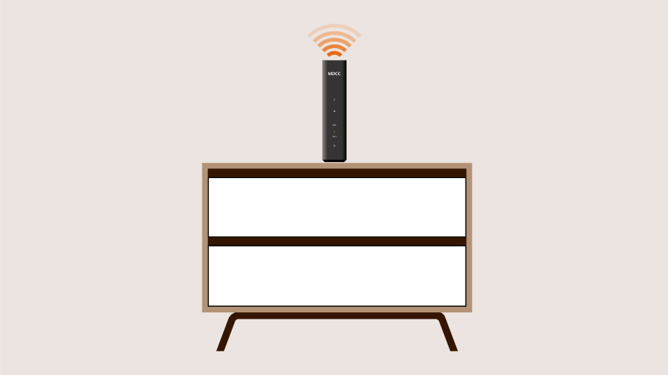 Router steht auf Kommode