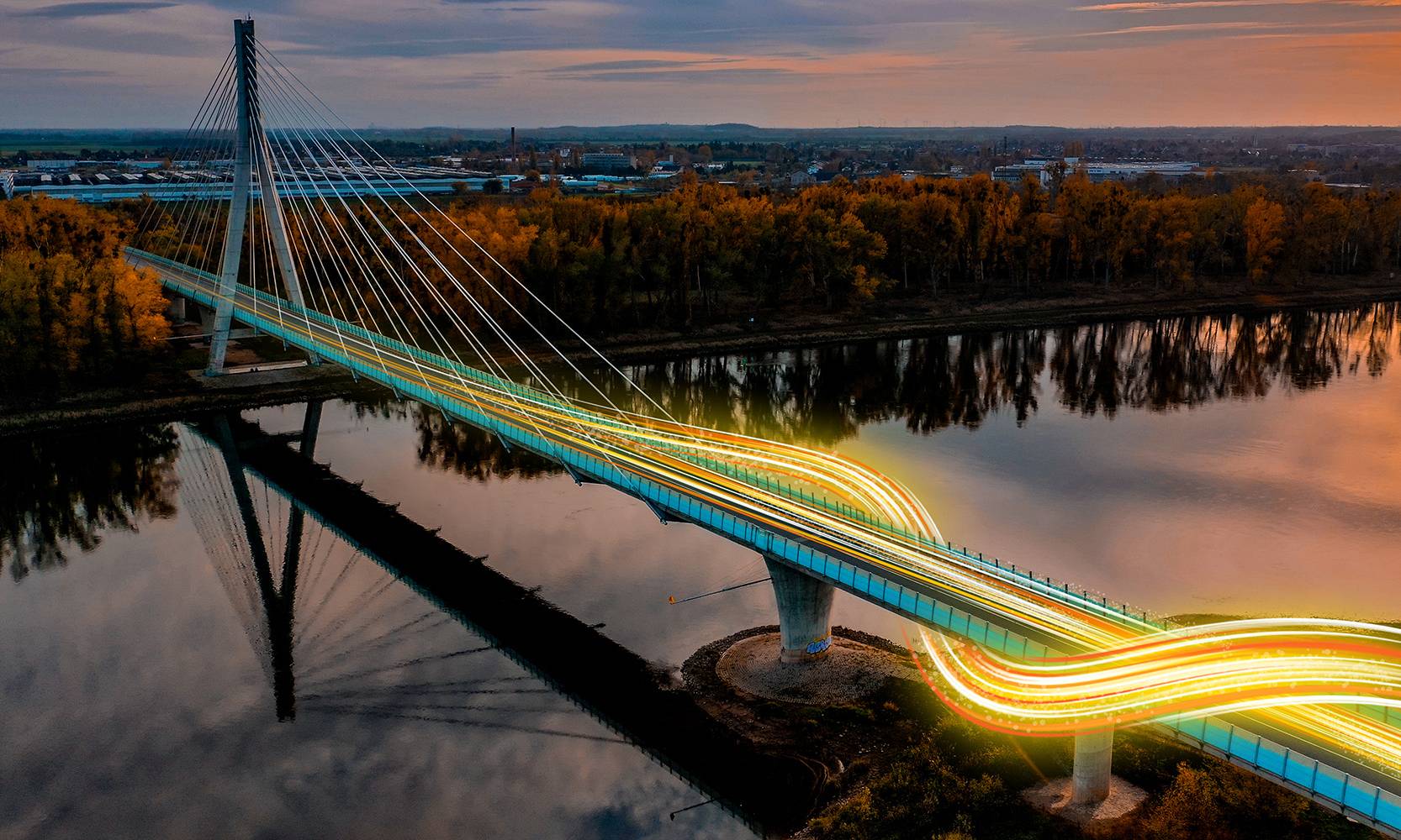 Schönebeck Elbauenbrücke mit Speedstreifen