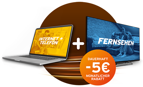 Dauerhaft 5 EUR Rabatt bei Buchung von Internet+Telefon und Fernsehen 